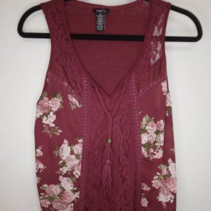 Rue21 Purple Floral Lace Tassels Sleeveless Tank Top - Size M